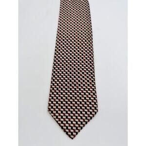 ITALO FERRETTI XL Silk Tie Geometric Pattern - Italy - Cream Red Black 62”x4”